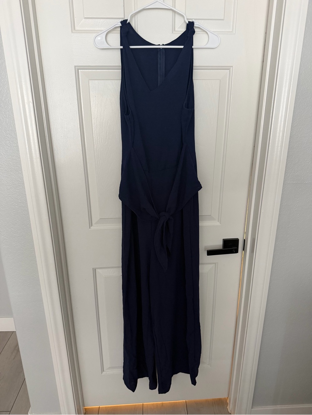 Women's Navy Sleeveless Jumpsuit with Front Tie